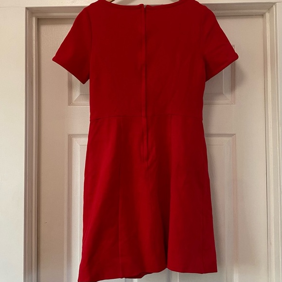 Milly Red Short Sleeve Belted Pencil Dress - Picture 4 of 9